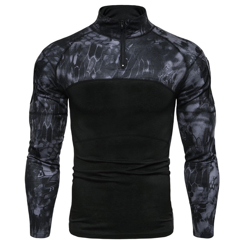 Mens Camouflage Tactical Combat Shirt black