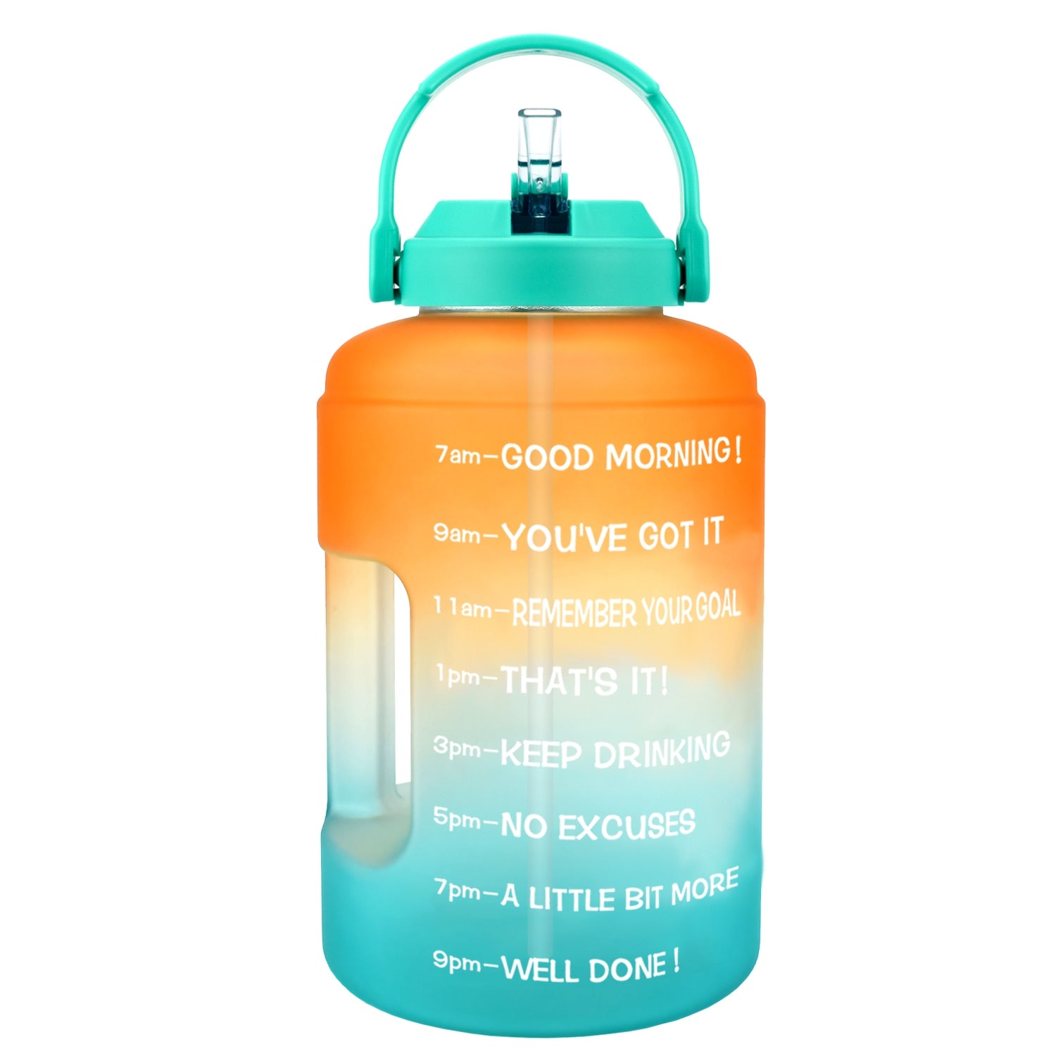 Wide Mouth Gallon Motivational Water Bottle Orange-Green