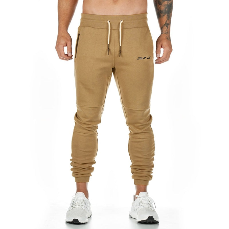 Men Quick Dry Cotton Gym Pants Khaki