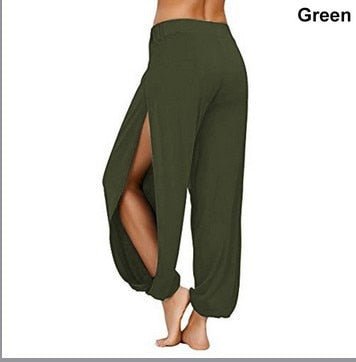 Women Open Legs Gym Yoga Sports Green