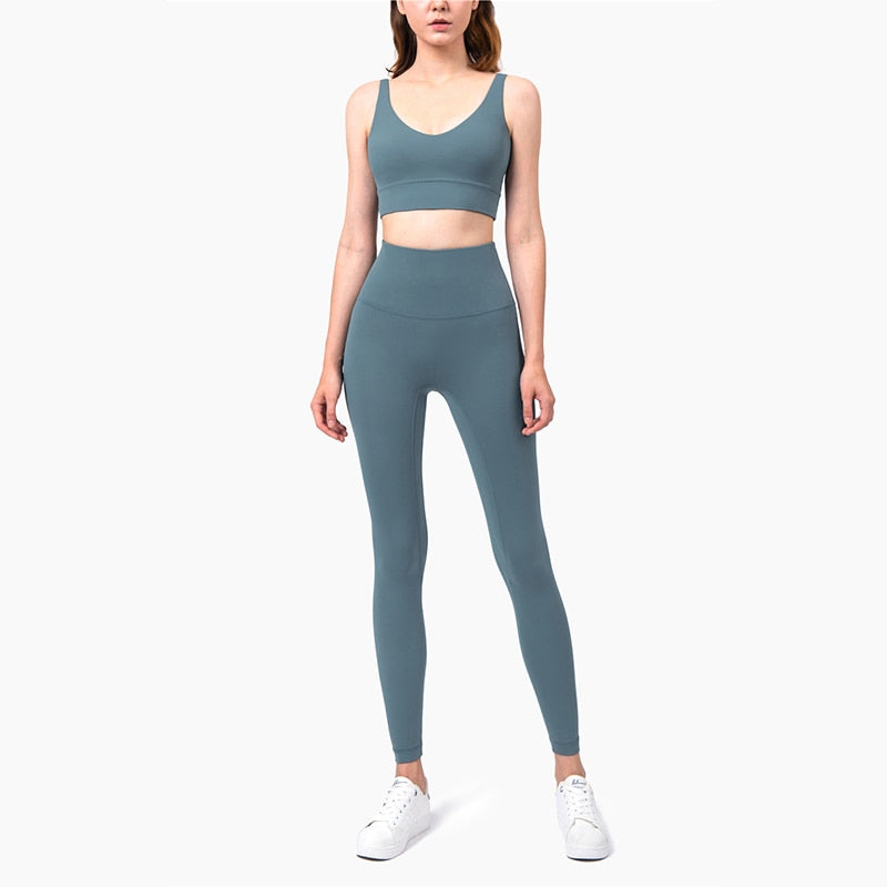 Women Gym Crop Tops Yoga Suit Blue Charcoal 1