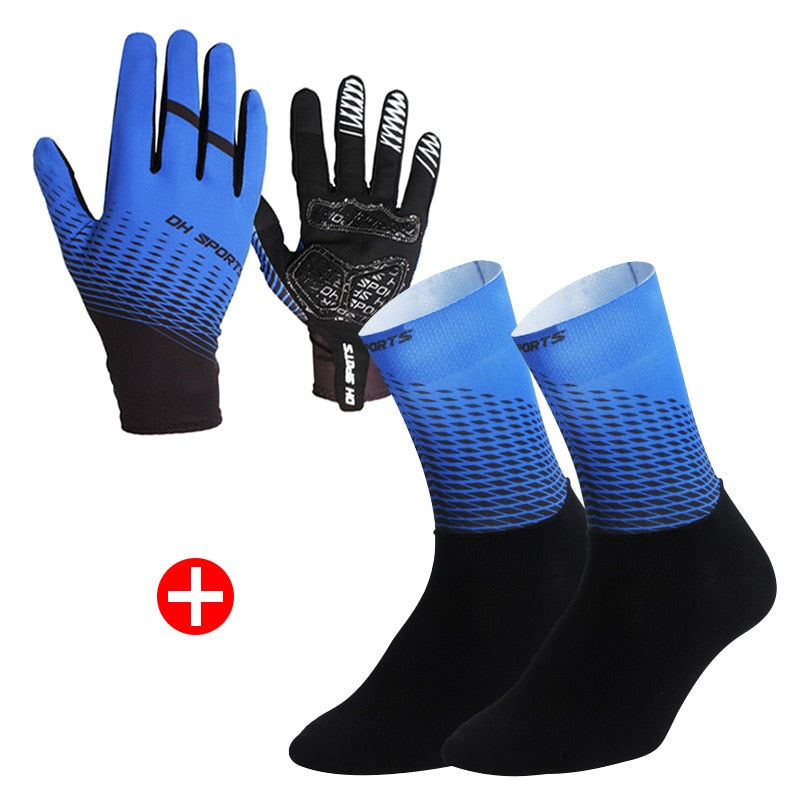 Cycling Socks & Gloves Set Full Blue
