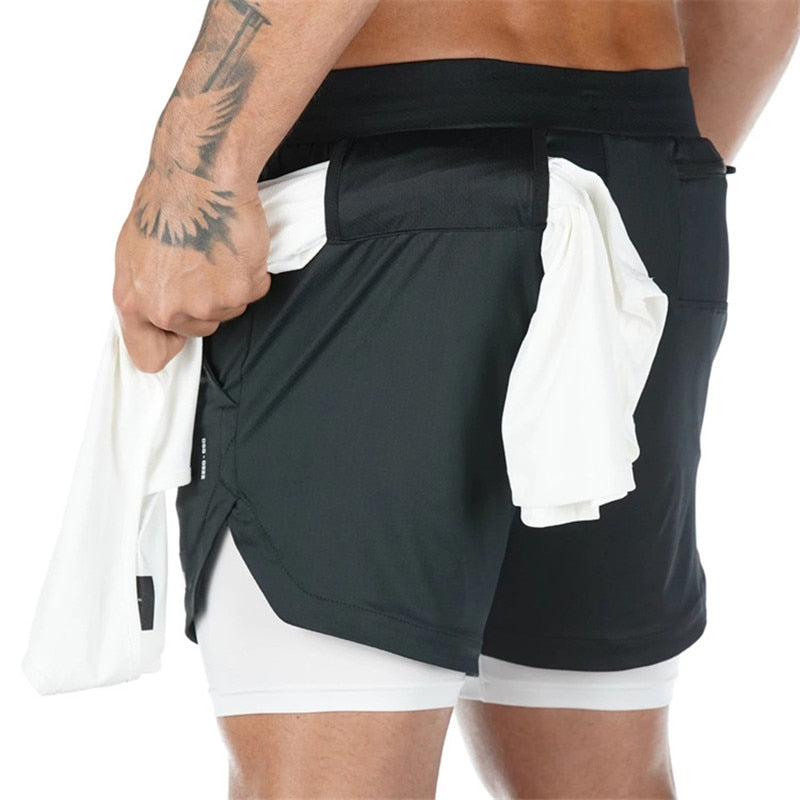 2 IN 1 Men Sports Shorts