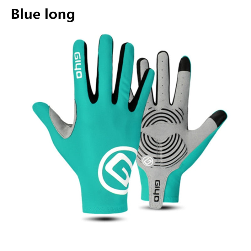 Women Men Sports Cycling Gloves blue long