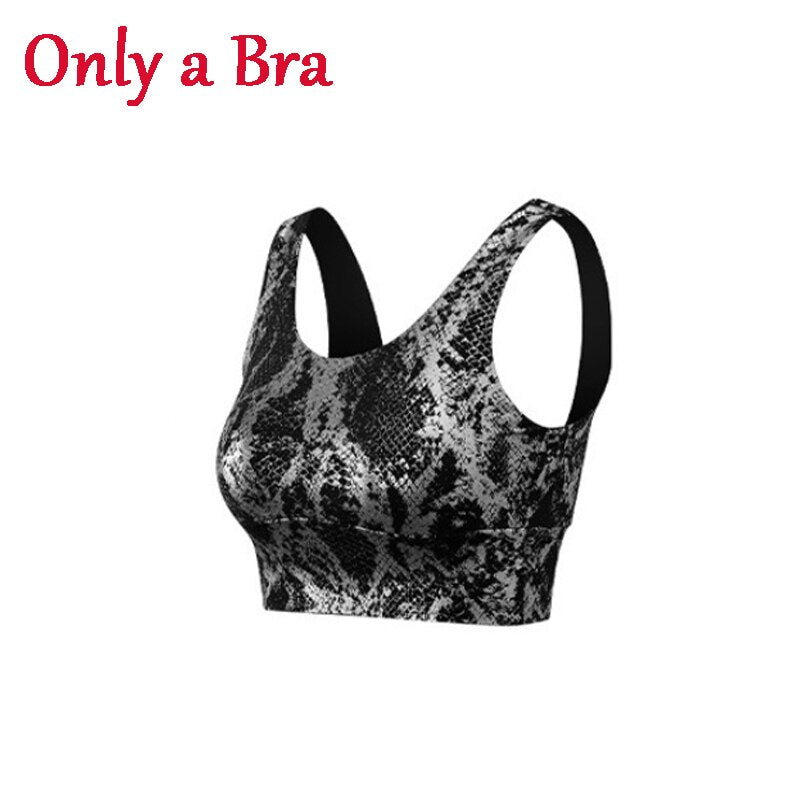 Women Snake Pattern Gym Set Black A Bra