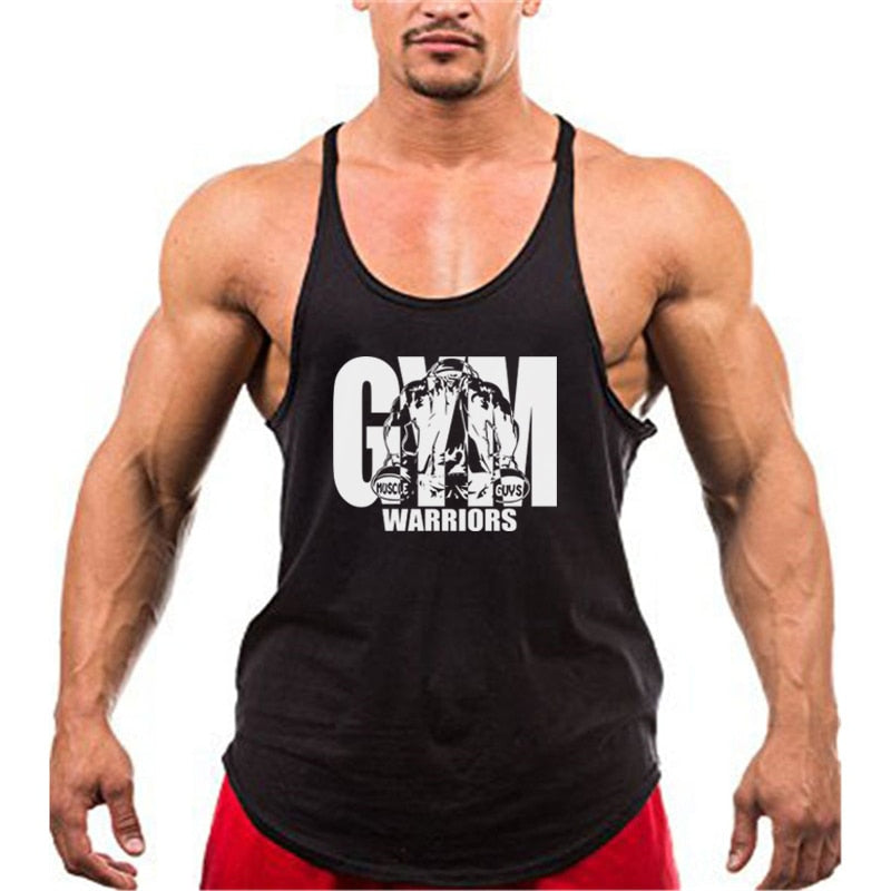 Men Cotton Gym Stringer Tank Top black 170