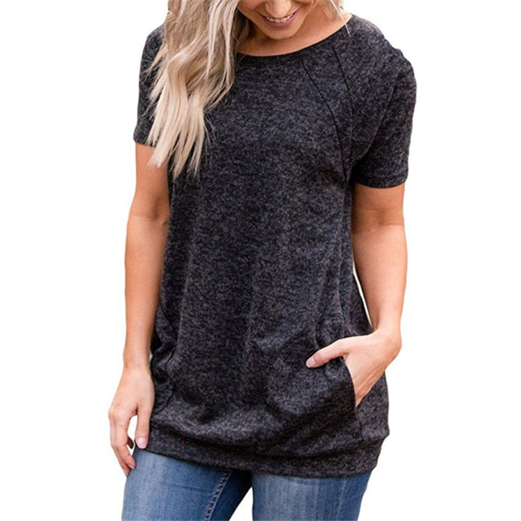 Women O-Neck Loose Gym T Shirt Black