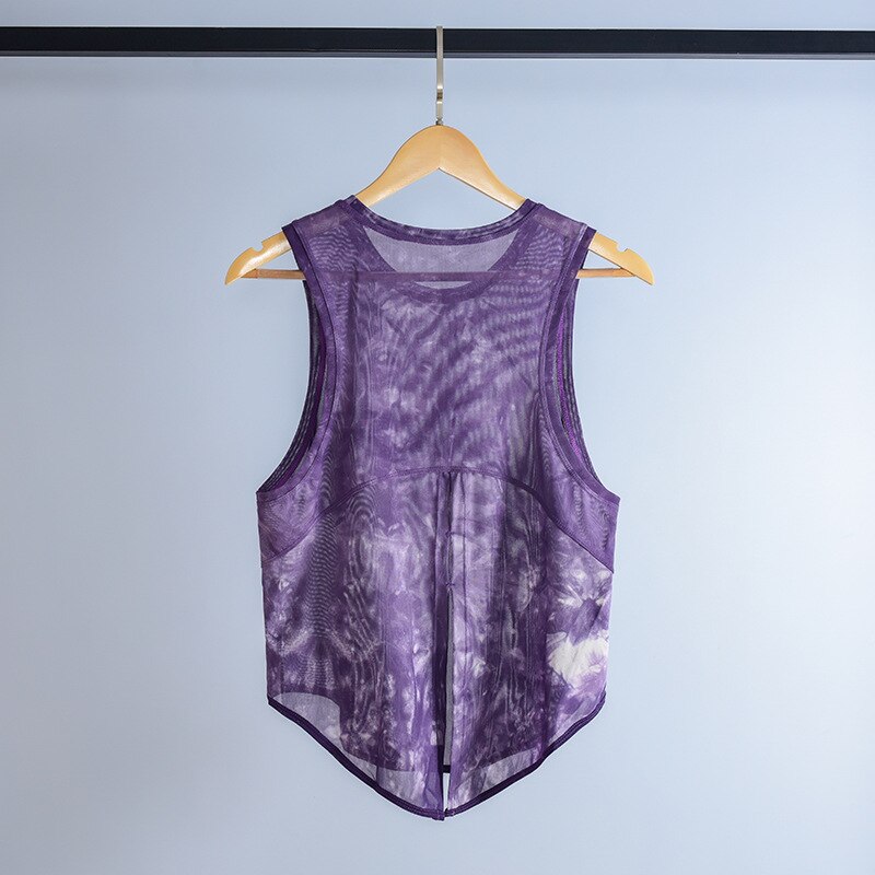 Women Loose Thin Mesh Yoga Shirt DX909 Purple