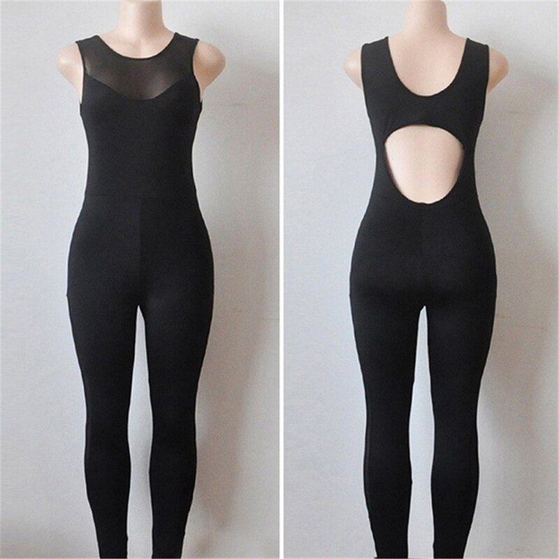 Women One Piece Backless Sport Gym Suit Black