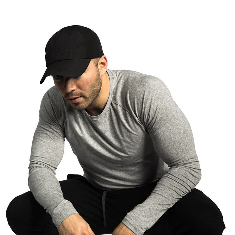 Men Cotton Long Sleeve Gym Shirt