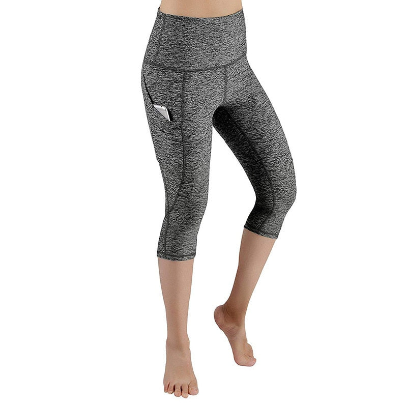 Women 3/4 Yoga Calf-length Pants 01Capri Light gray