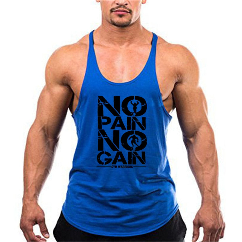 Men Cotton Gym Stringer Tank Top blue 175