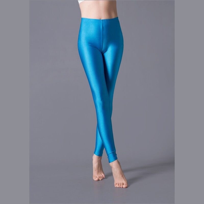 New Spring Solid Candy Neon Leggings Sky blue One Size