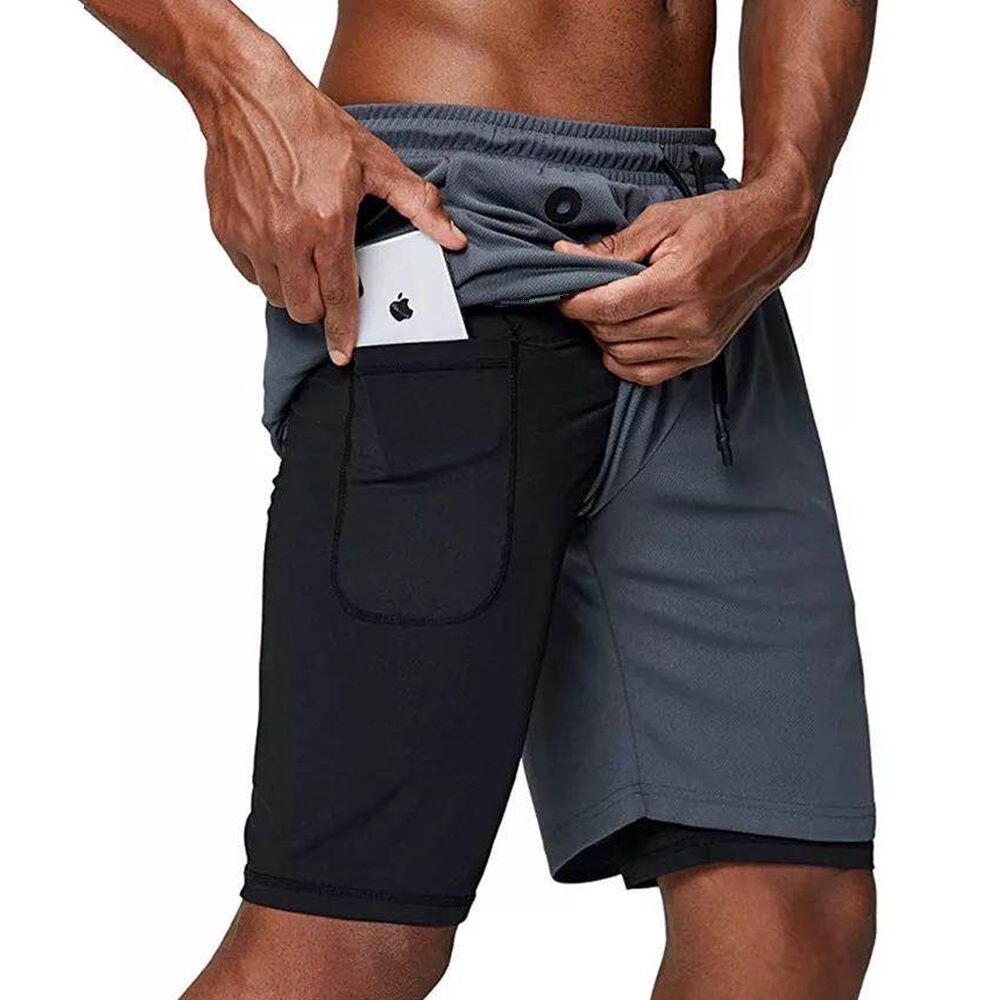 Double-deck Quick Dry Camo GYM Shorts Gray 2