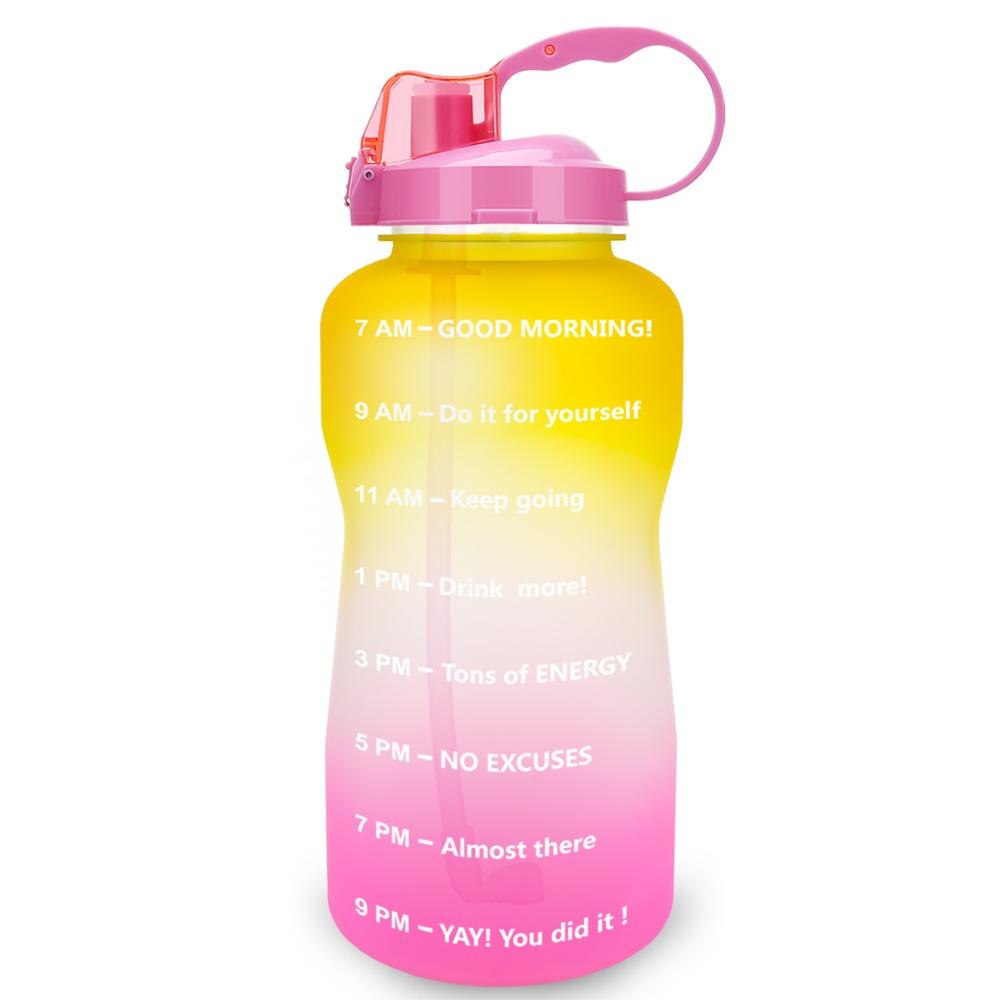 Half Gallon Water Bottle 2L 64oz Half Gallon Pink-A-Yellow