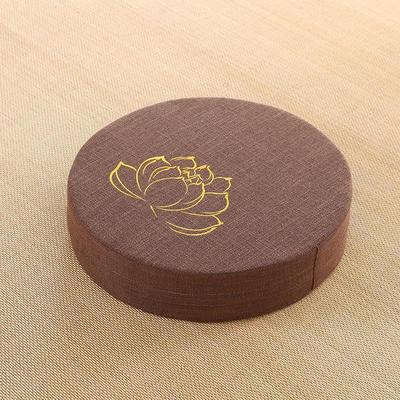 Yoga Meditation Cushion Backrest Pillow Brown Embroidery 40x6cm