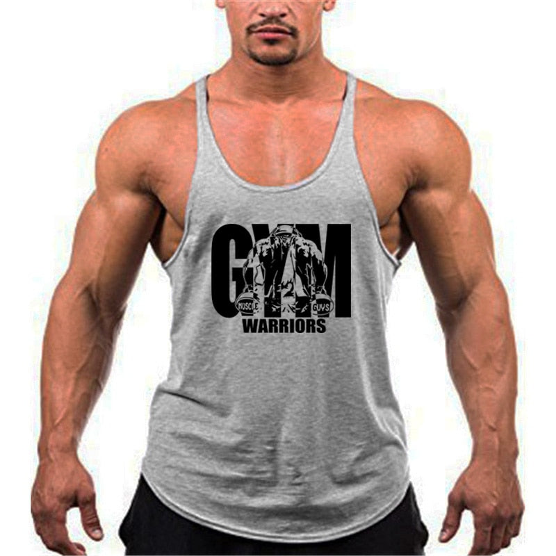 Men Cotton Gym Stringer Tank Top gray 169