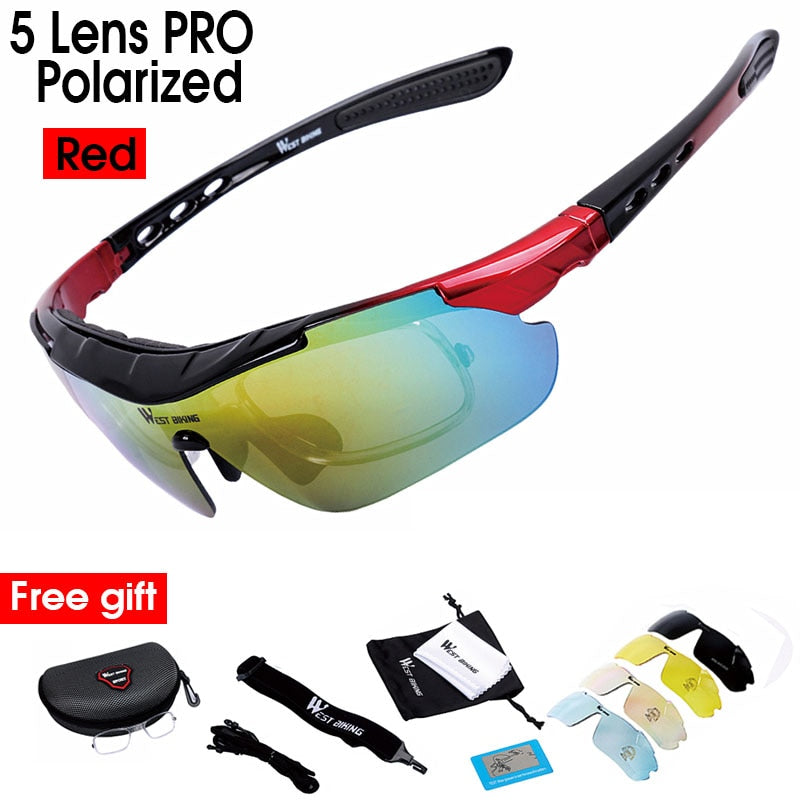 Men Women Cycling Polarized Eyewear 111 Red 5Lens