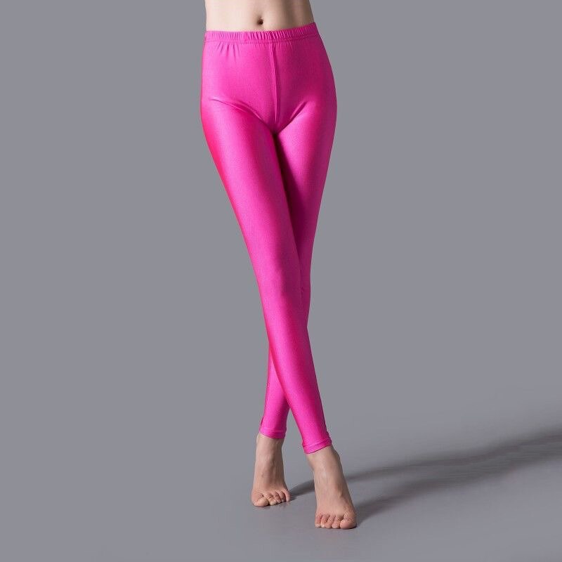 New Spring Solid Candy Neon Leggings Rose One Size