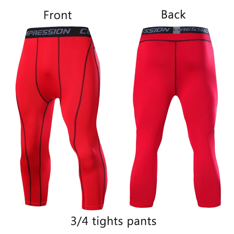 Men's Sports 3/4 Cropped Pants Red-2