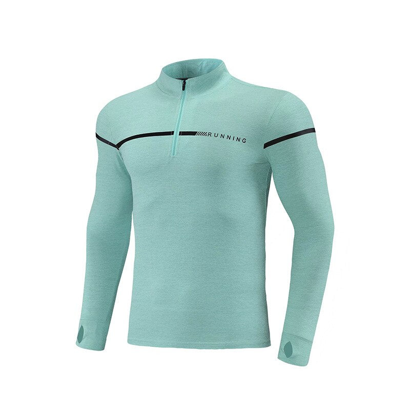 Men GYM Long Sleeve Compression Tshirt Light Green CN