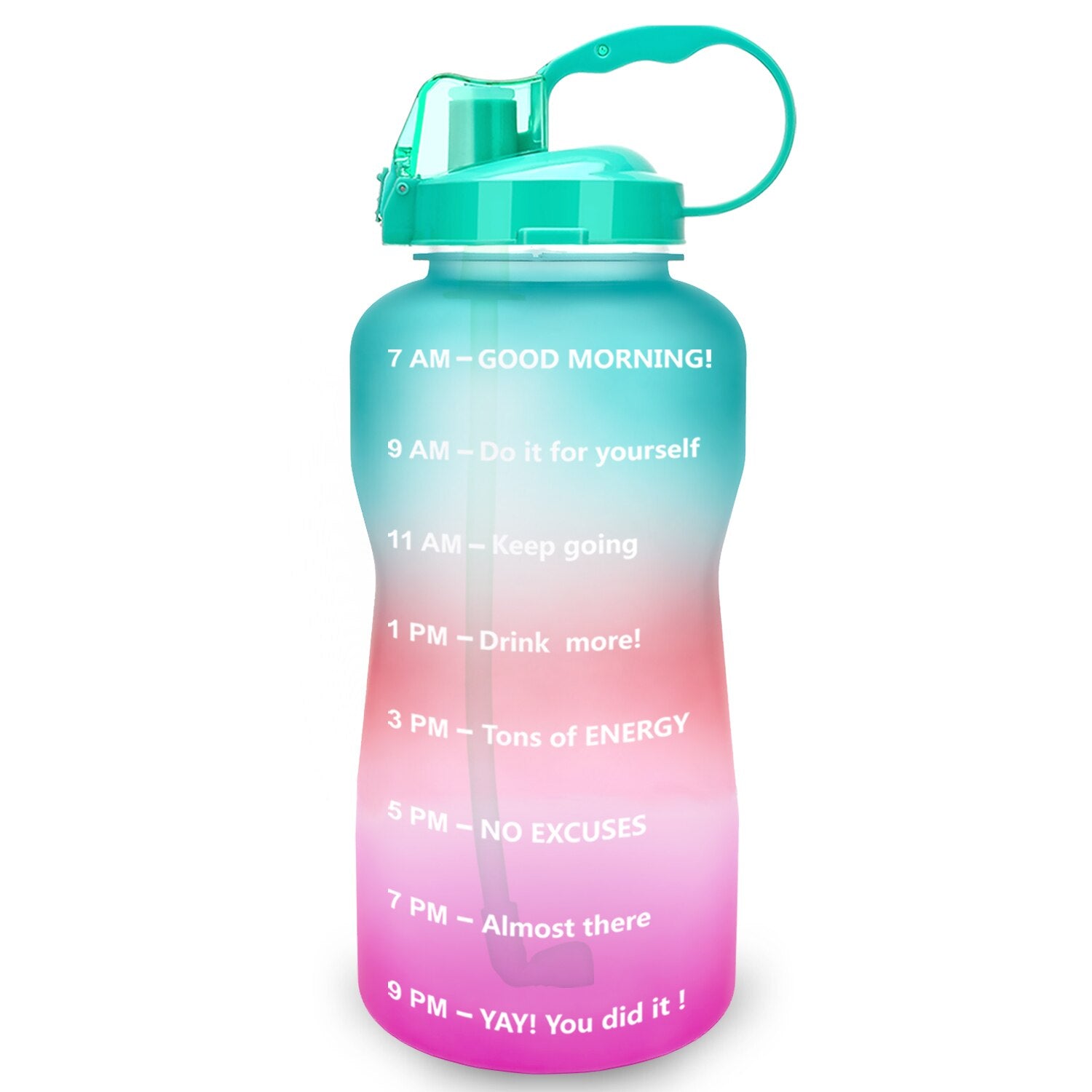 Half Gallon Water Bottle 2L 64oz Half Gallon Green-A-Pink
