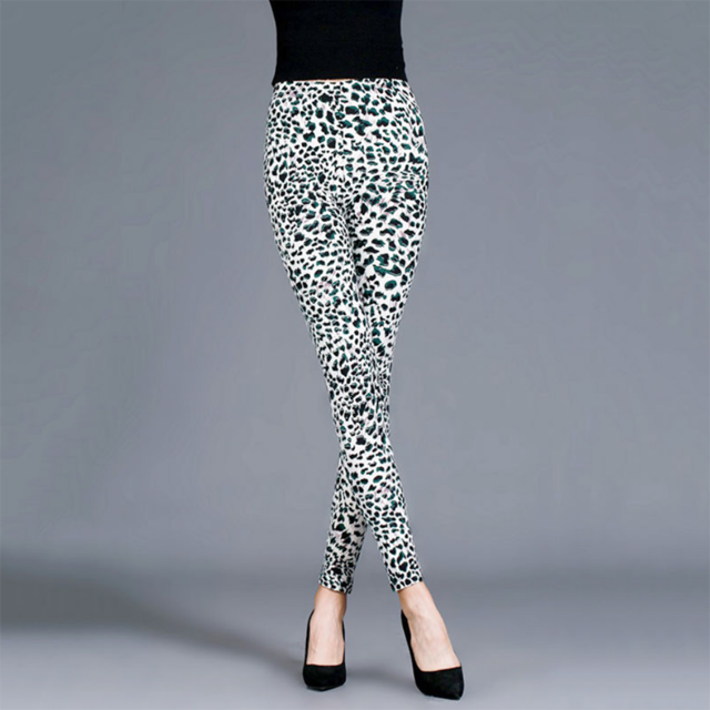 Women Leopard Print Gym Pants White Leopard