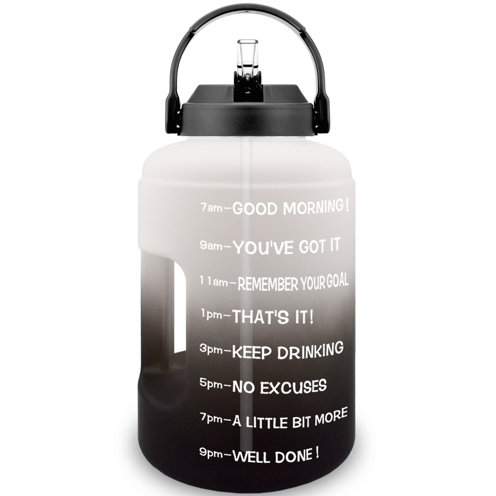 Wide Mouth Gallon Motivational Water Bottle Grey-Black