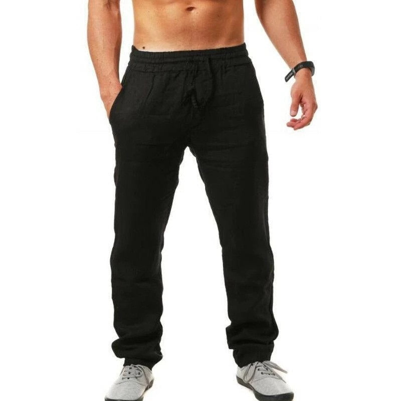 Men Gym Cotton Linen Pants