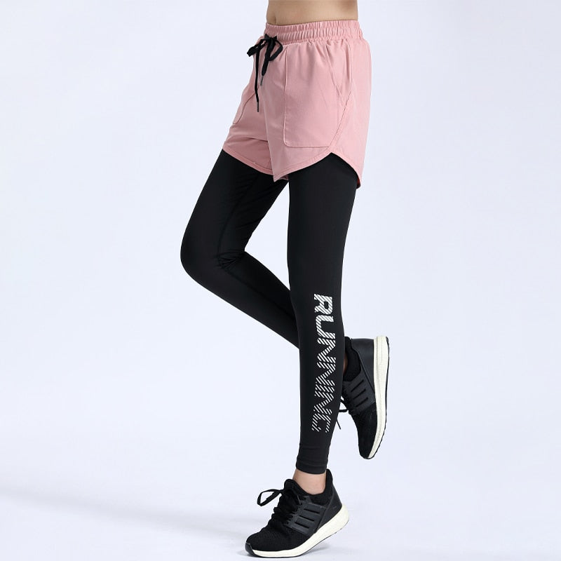 Women 2 In 1 Yoga Trousers pink