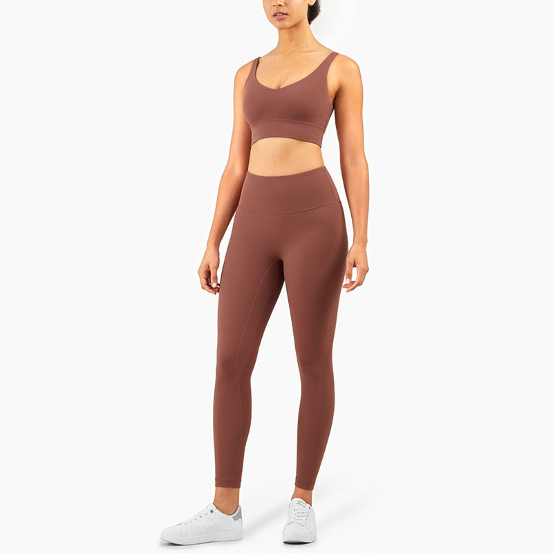 Women Gym Crop Tops Yoga Suit Ancient Copper 1