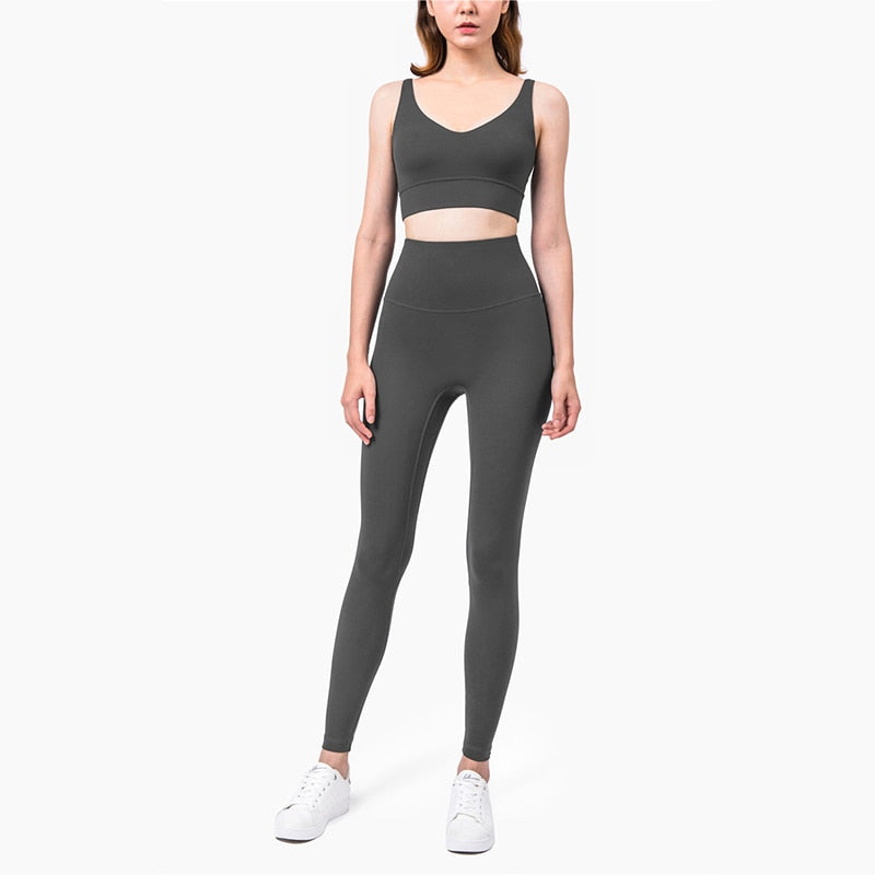 Women Gym Crop Tops Yoga Suit Graphite Grey 1