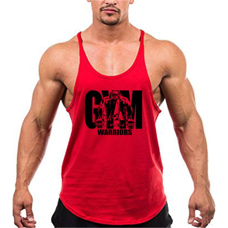 Men Cotton Gym Stringer Tank Top red 169