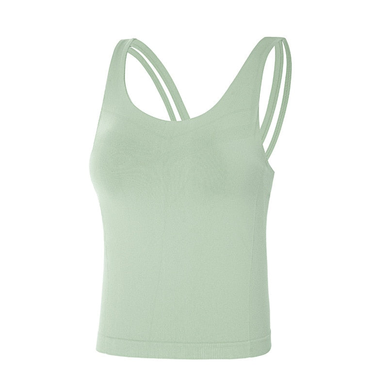 Women Padded Yoga Crop Tops green