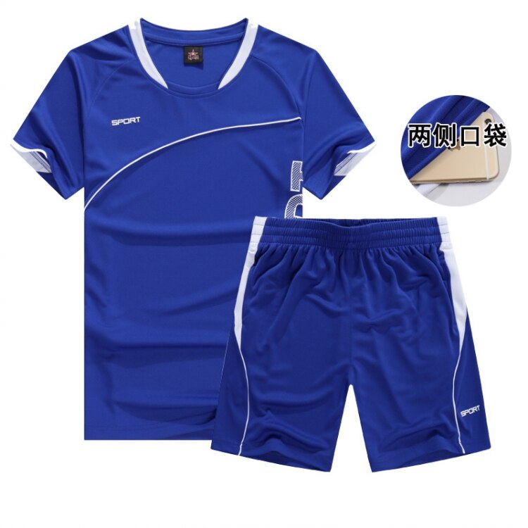 Men Sportswear Short sleeve Clothes Blue Running set