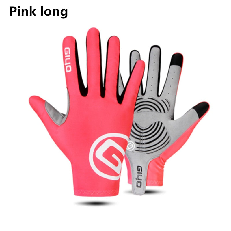 Women Men Sports Cycling Gloves pink long