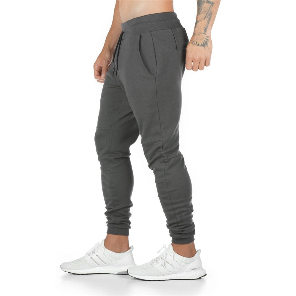 Men Solid Color Gym Fitness Pants Gray