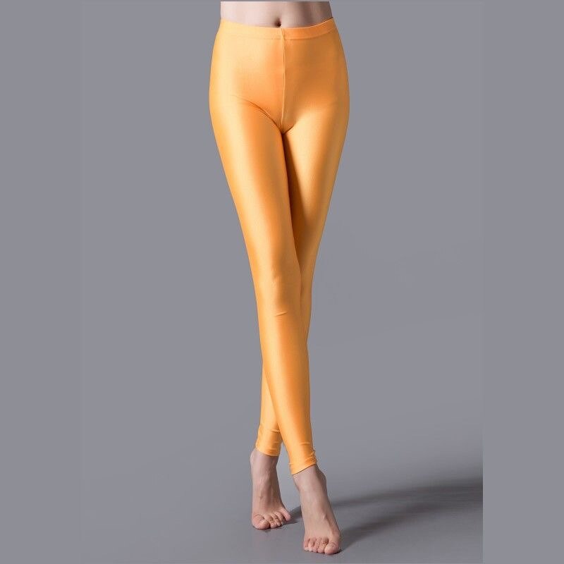 New Spring Solid Candy Neon Leggings Orange One Size