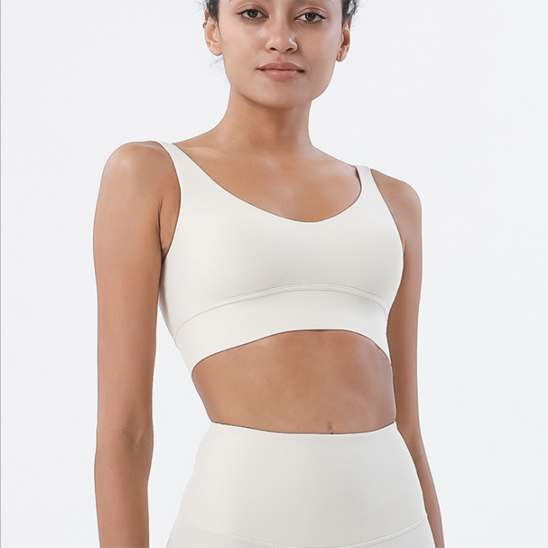 Women Gym Crop Tops Yoga Suit Light Ivory