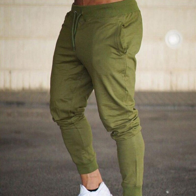 Men pantalon Solid sweatpants Army Green Pack of 1