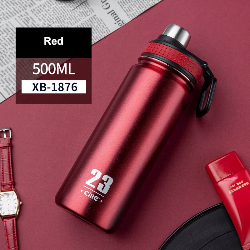 Stainless Steel Sport Fitness Thermos Bottle Red 500ml