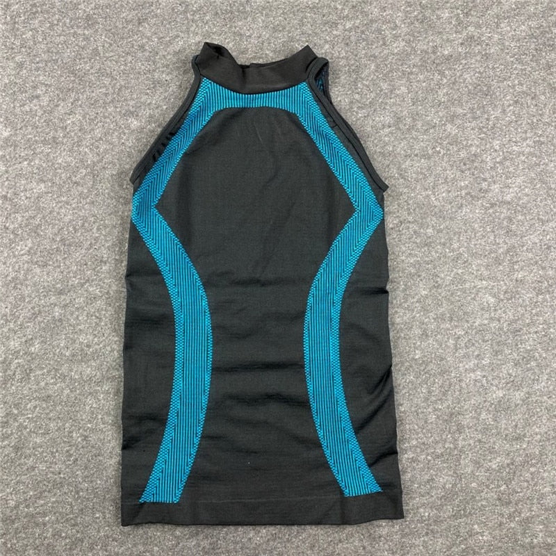 Women Long Sleeve Gym Clothes BlackLakeBlue Vest