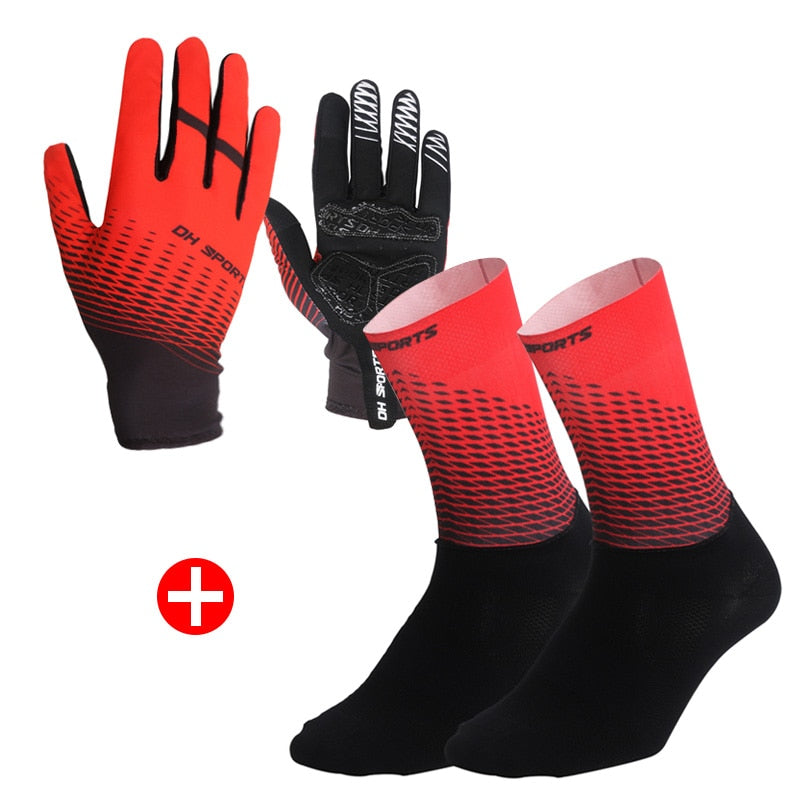 Cycling Socks & Gloves Set Full Red