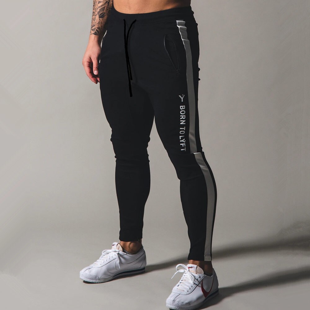 Men Gym Skinny Sport Tracpants Black