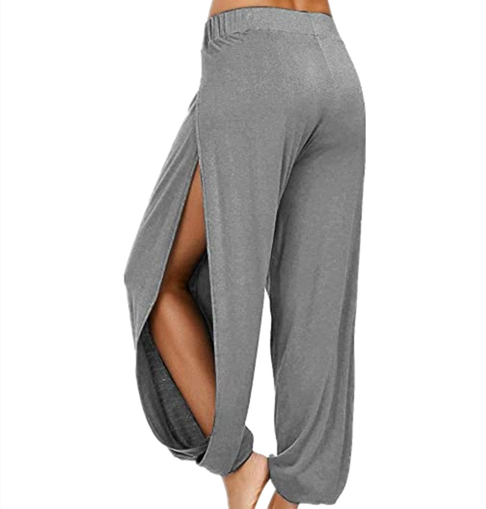 Women Open Legs Gym Yoga Sports Gray