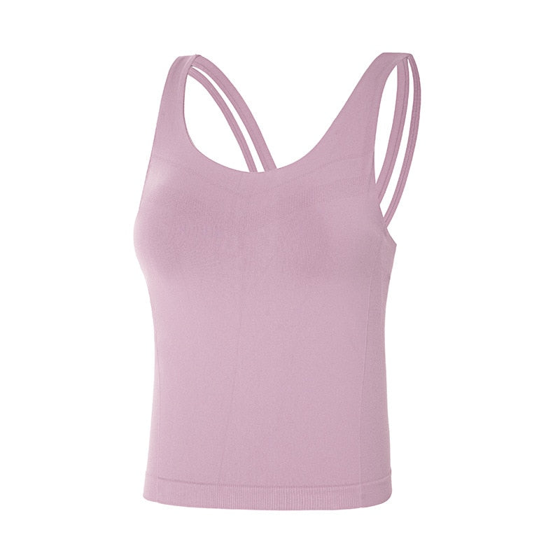 Women Padded Yoga Crop Tops purple