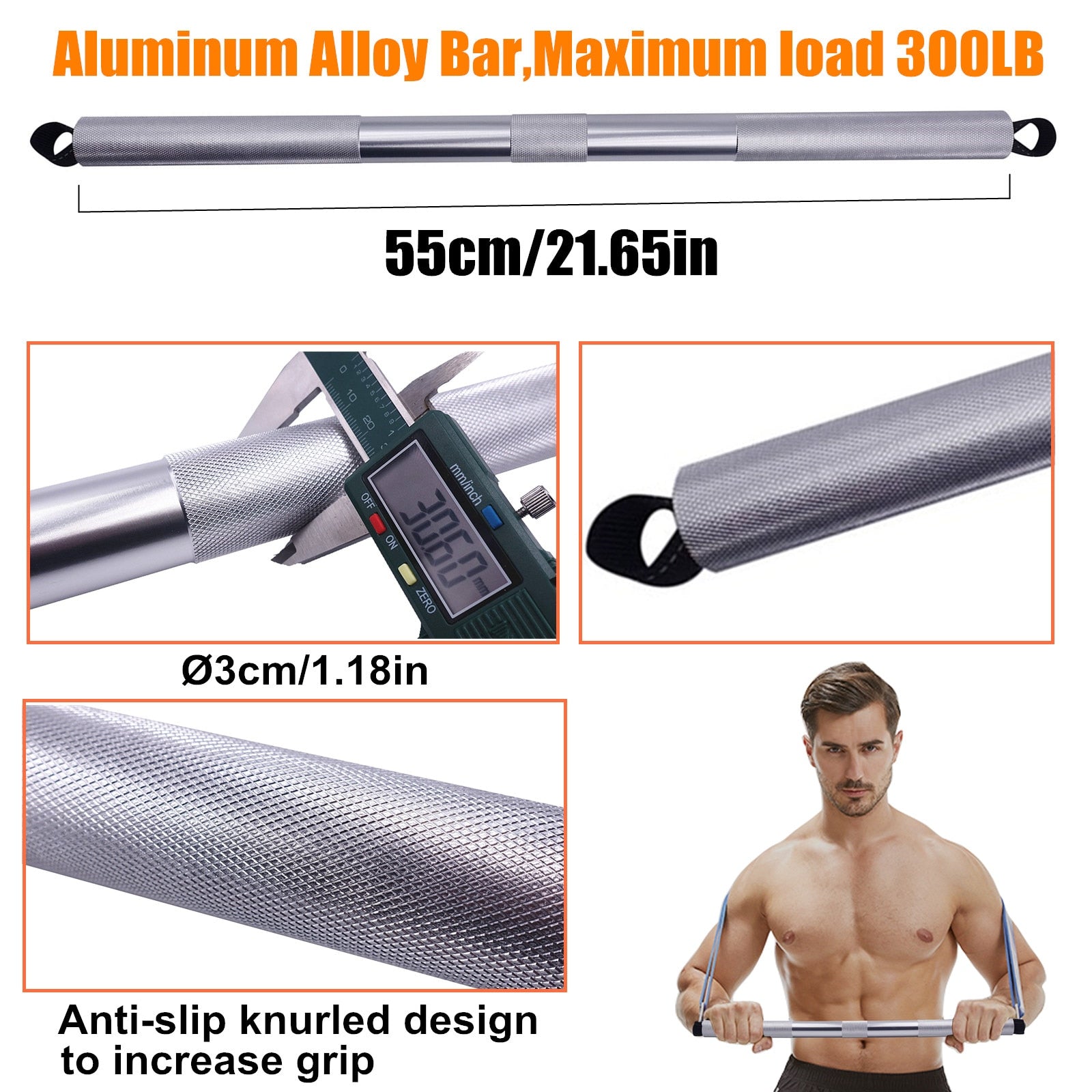 Gym Resistance Bands Aluminum Alloy Bar