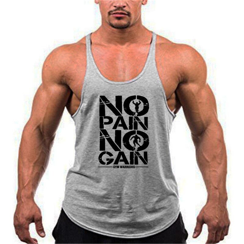 Men Gym Stringer Tank Top gray 175