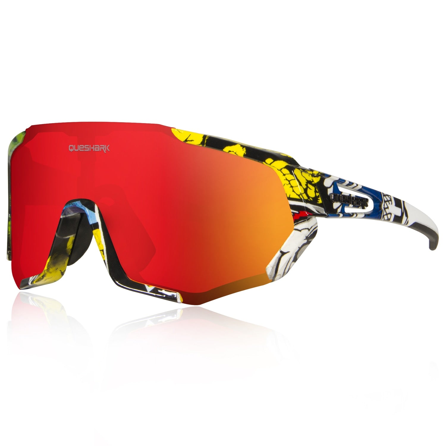 Women Men Mirror Cycling Sunglasses Printed Red One Size