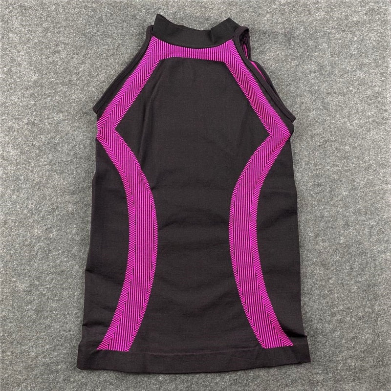 Women Long Sleeve Gym Clothes BlackRoseRed Vest